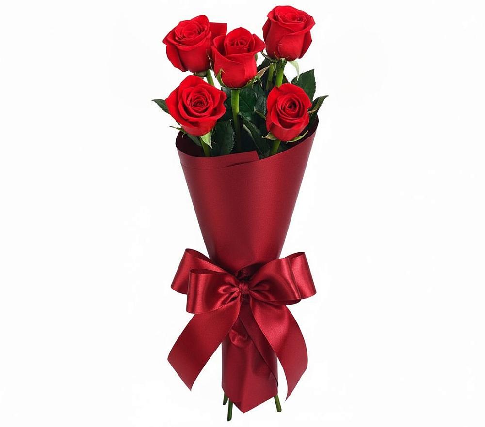 Букет 5 Красных роз Эдлесс Лав в Троицком