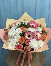 Букет цветов из:  Розы, Герберы и Хризантемы в Троицком