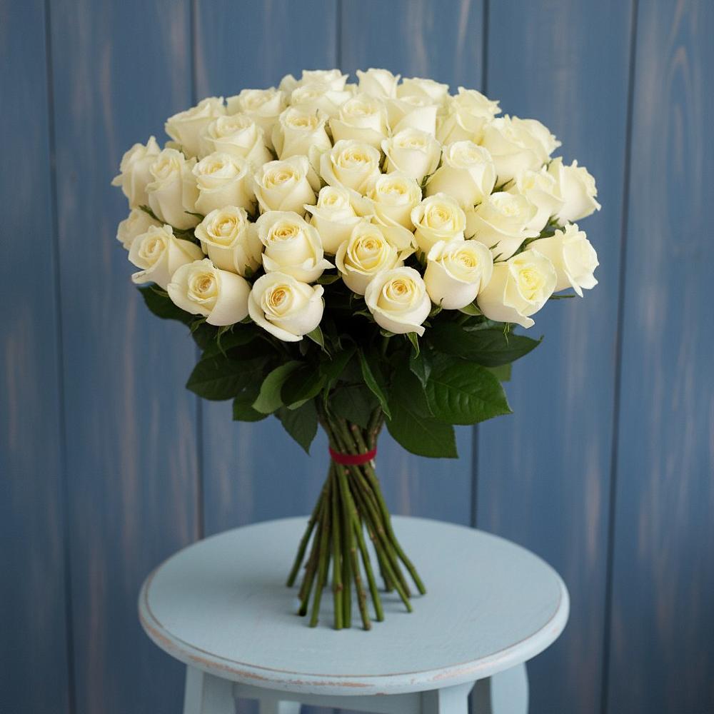 Букет 51 Белая роза Эдлесс Лав в Троицком