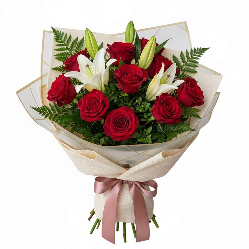 Букет цветов из: Лилии и Розы в Троицком