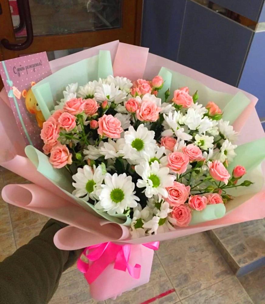 Букет цветов из: Розы и Хризантемы в Троицком