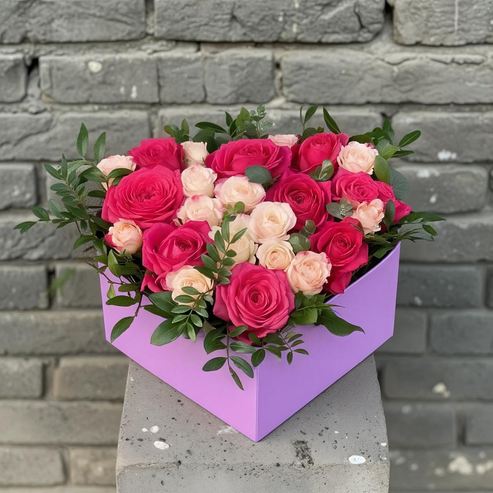 Цветочная композиция из Розы в коробке в Троицком