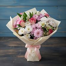 Букет цветов из:  Хризантемы, Альстромерии и Розы в Троицком