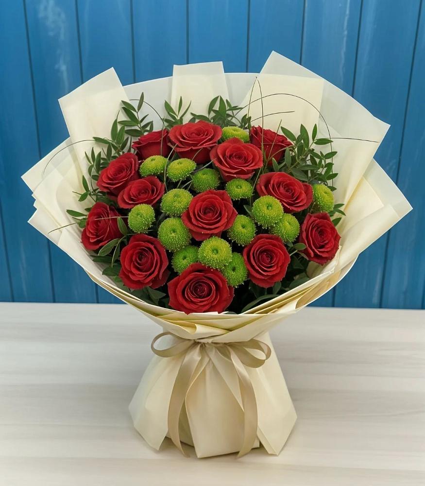 Букет цветов из: Розы и Хризантемы в Троицком